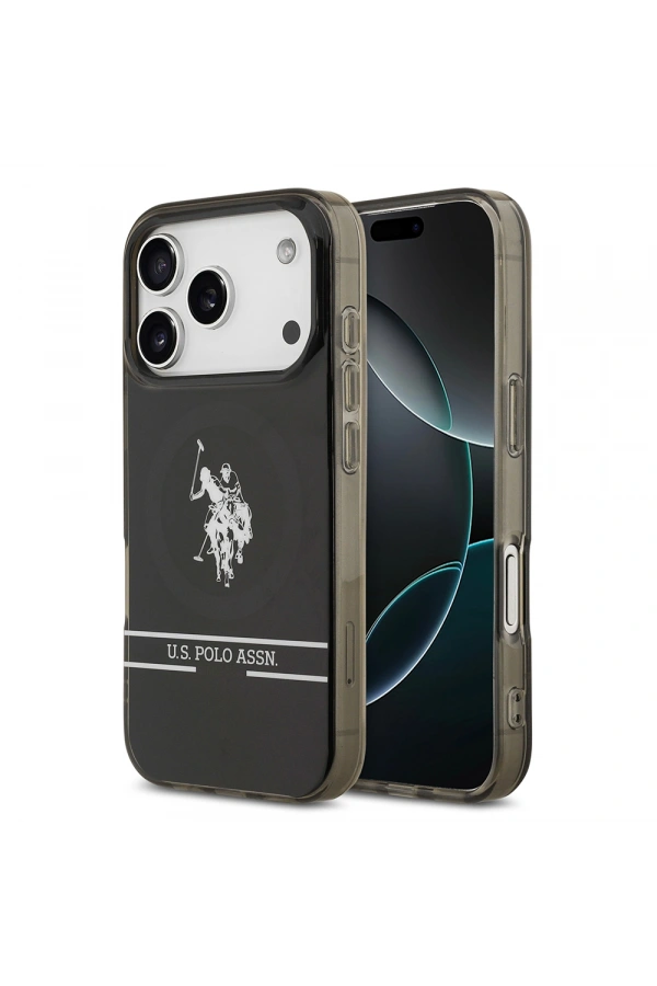 Apple iPhone 17 Pro Kılıf U.S. Polo Assn. Orjinal Lisanslı M-safe Şarj Özellikli IML Double Horse Stripe Logolu Kapak