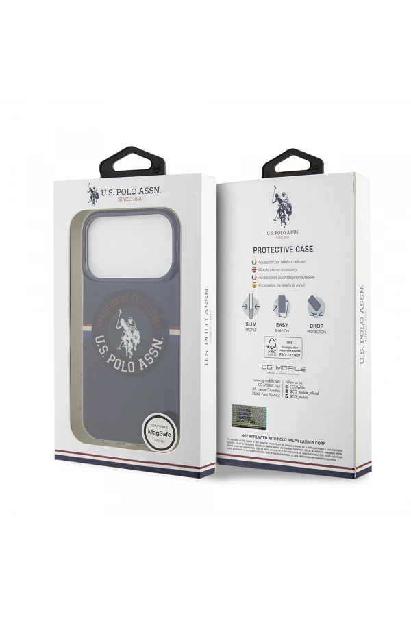 Apple iPhone 17 Pro Kılıf U.S. Polo Assn. Orjinal Lisanslı M-safe Şarj Özellikli IML Stripe Logolu Kapak