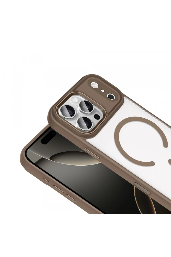 Apple iPhone 17 Pro Kılıf Wireless Şarj Özellikli Zore Krom M-safe Silikon Kapak