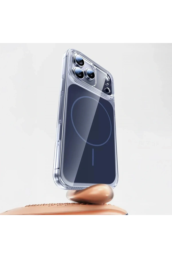 Apple iPhone 17 Pro Kılıf Zore M-safe Şarj Özellikli Şeffaf Kamera Kontrol Butonlu Lugano Kapak