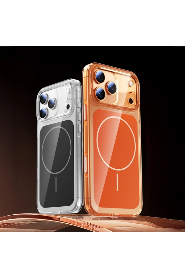 Apple iPhone 17 Pro Kılıf Zore M-safe Şarj Özellikli Şeffaf Kamera Kontrol Butonlu Lugano Kapak