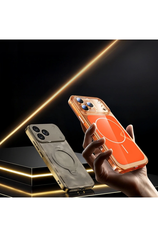 Apple iPhone 17 Pro Kılıf Zore M-safe Şarj Özellikli Şeffaf Kamera Kontrol Butonlu Lugano Kapak