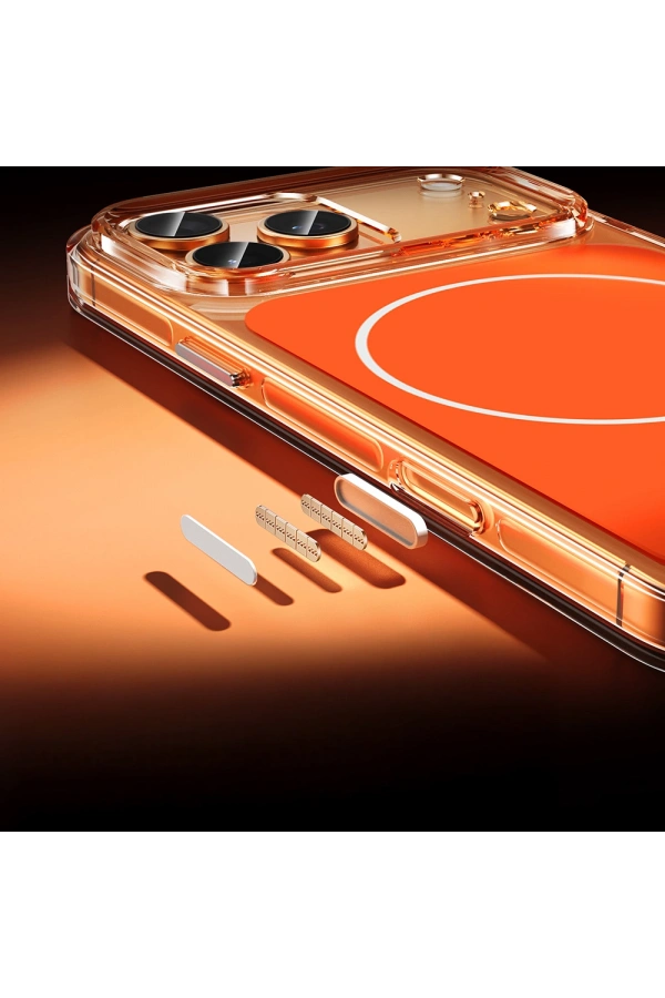 Apple iPhone 17 Pro Kılıf Zore M-safe Şarj Özellikli Şeffaf Kamera Kontrol Butonlu Lugano Kapak