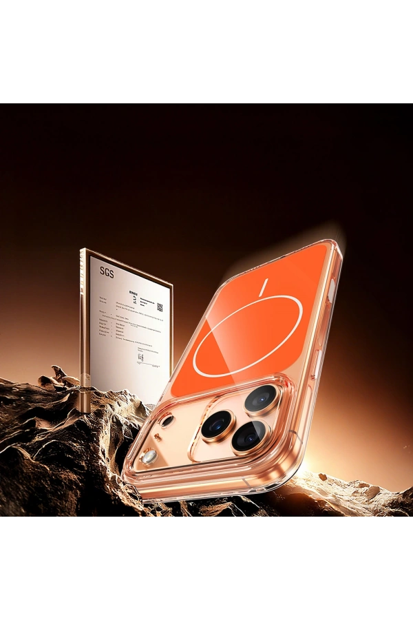 Apple iPhone 17 Pro Kılıf Zore M-safe Şarj Özellikli Şeffaf Kamera Kontrol Butonlu Lugano Kapak