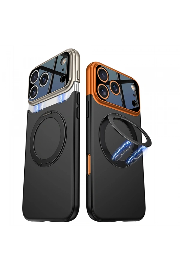 Apple iPhone 17 Pro Max Kılıf M-safe Şarj Özellikli 360 Derece Standlı Çift Parçalı Zore Torino Kapak