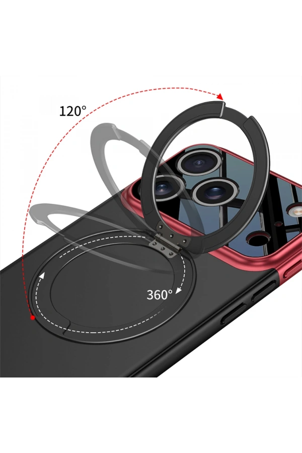 Apple iPhone 17 Pro Max Kılıf M-safe Şarj Özellikli 360 Derece Standlı Çift Parçalı Zore Torino Kapak