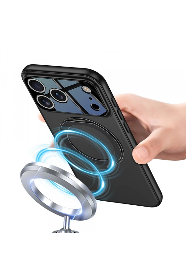 Apple iPhone 17 Pro Max Kılıf M-safe Şarj Özellikli 360 Derece Standlı Çift Parçalı Zore Torino Kapak