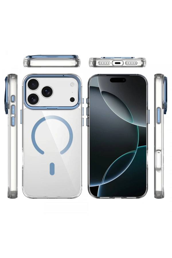 Apple iPhone 17 Pro Max Kılıf M-safe Şarj Özellikli Airbagli Kamera Standlı Zore Azor Kapak