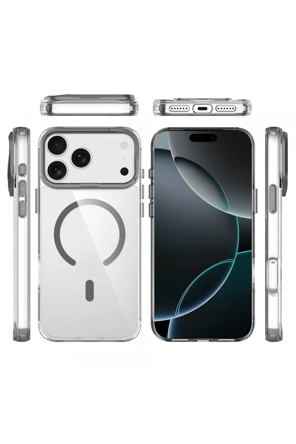 Apple iPhone 17 Pro Max Kılıf M-safe Şarj Özellikli Airbagli Kamera Standlı Zore Azor Kapak