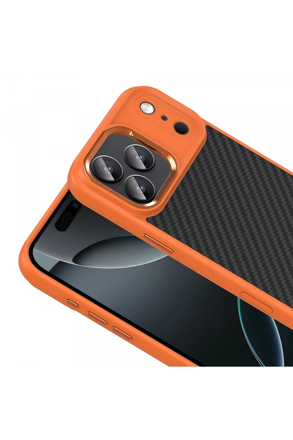 Apple iPhone 17 Pro Max Kılıf M-Safe Şarj Özellikli Karbon Fiber Görünümlü Zore Truva Silikon Kapak