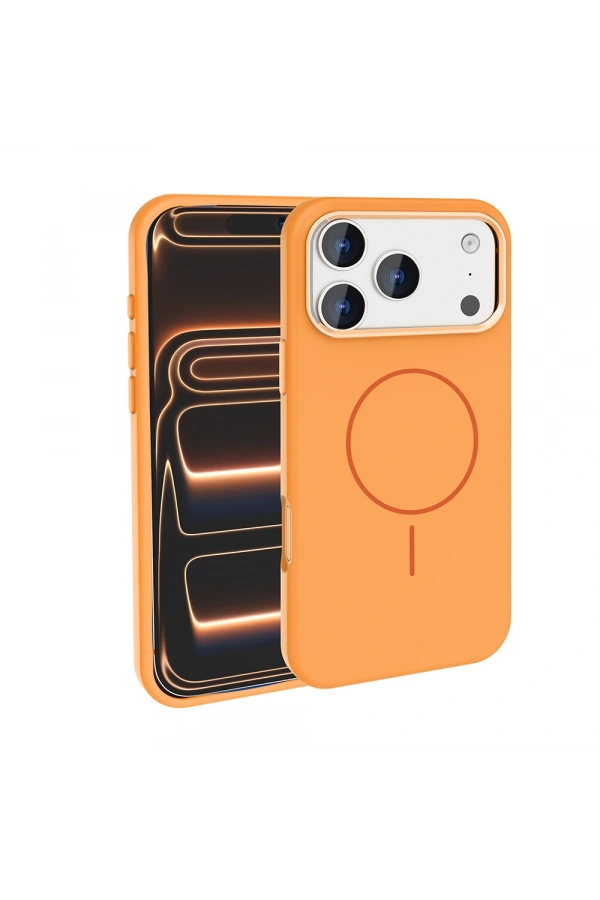 Apple iPhone 17 Pro Max Kılıf M-Safe Şarj Özellikli Metal Kamera Çerçeveli Zore Edi Silikon Kapak