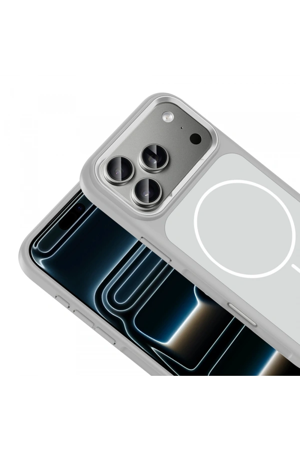 Apple iPhone 17 Pro Max Kılıf M-Safe Şarj Özellikli Metal Kamera Çerçeveli Zore Sanremo Silikon Kapak