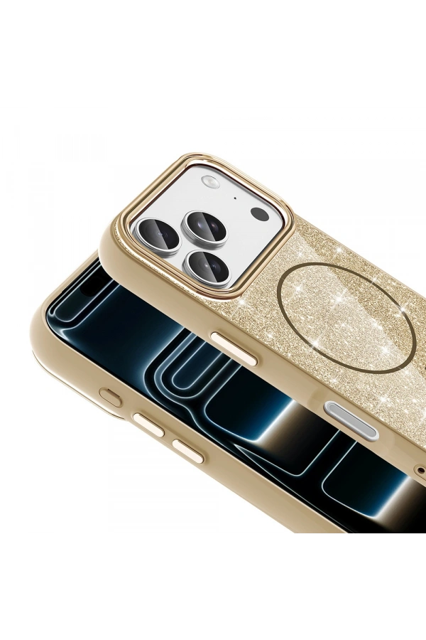 Apple iPhone 17 Pro Max Kılıf M-safe Şarj Özellikli Parlayan Simli Zore Okso Kapak