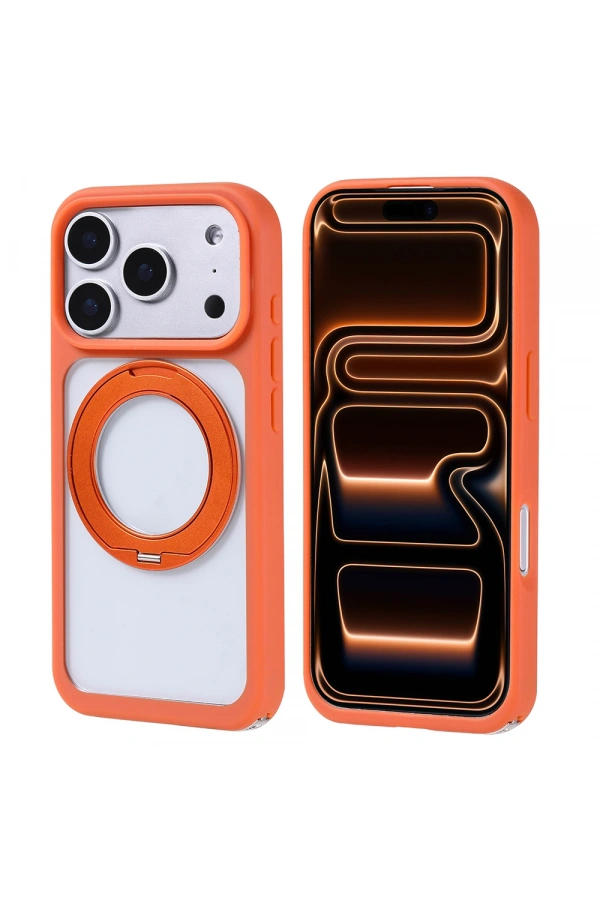 Apple iPhone 17 Pro Max Kılıf M-Safe Şarj Özellikli Standlı Zore Piza Silikon Kapak
