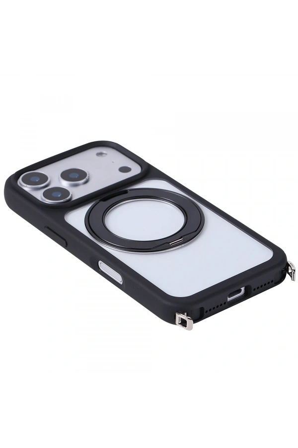 Apple iPhone 17 Pro Max Kılıf M-Safe Şarj Özellikli Standlı Zore Piza Silikon Kapak