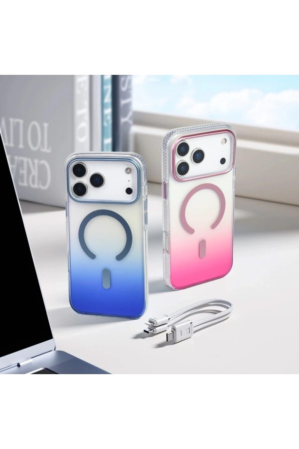 Apple iPhone 17 Pro Max Kılıf M-safe Şarj Özellikli Transparan Renk Geçişli Zore Toros Kapak