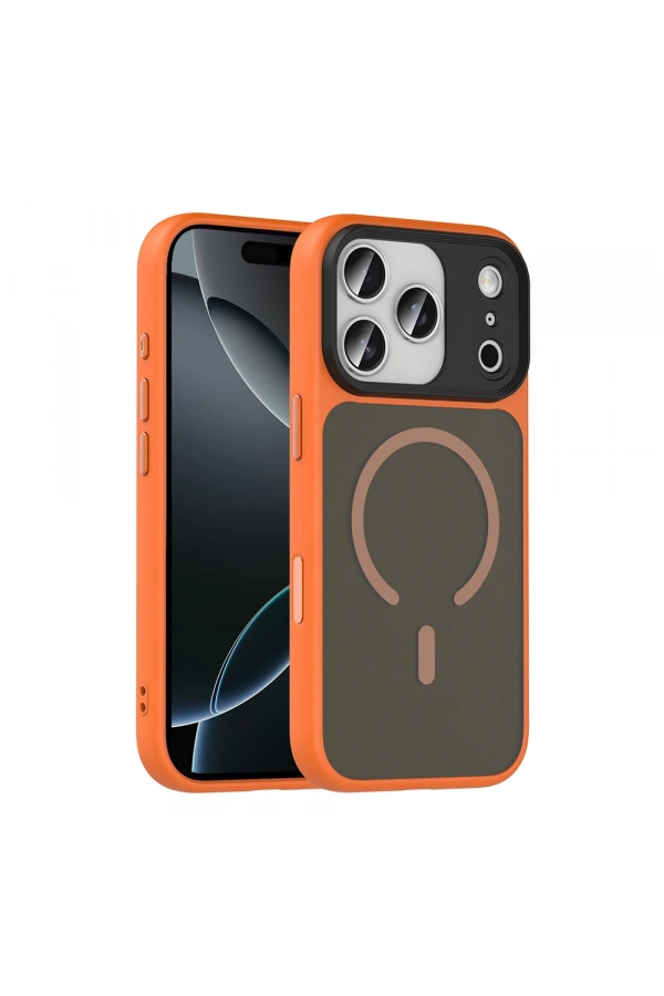 Apple iPhone 17 Pro Max Kılıf Mat Arka Yüzey Wireless Şarj Özellikli Zore Flet M-safe Kapak