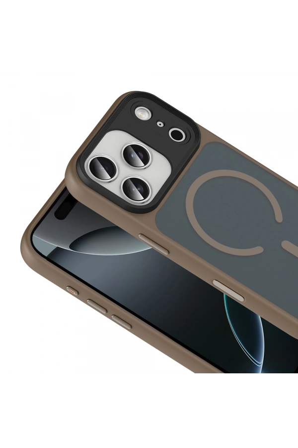 Apple iPhone 17 Pro Max Kılıf Mat Arka Yüzey Wireless Şarj Özellikli Zore Flet M-safe Kapak