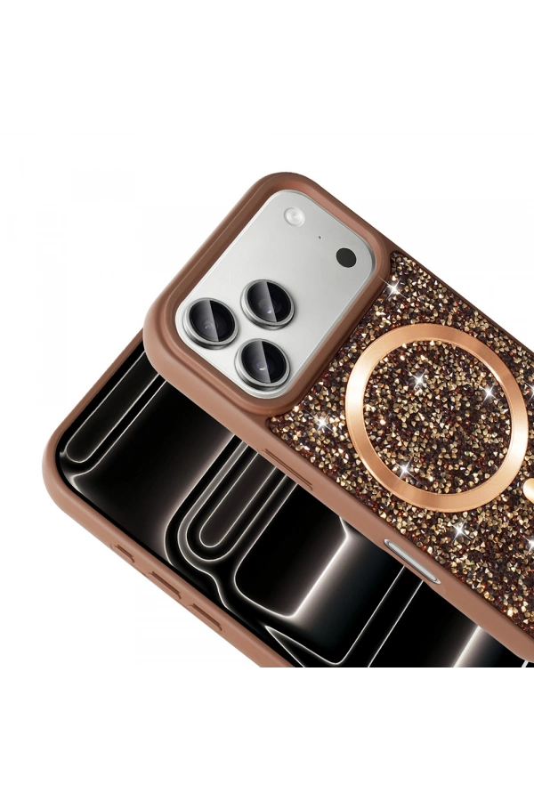 Apple iPhone 17 Pro Max Kılıf Pırlanta Tasarımlı M-safe Şarj Özellikli Zore Mozaik Silikon Kapak