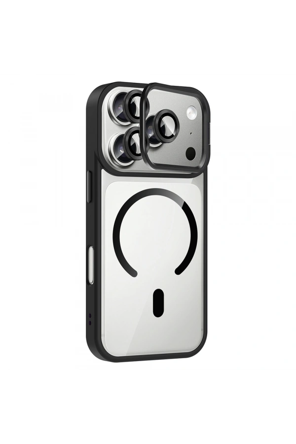 Apple iPhone 17 Pro Max Kılıf Standlı ve Kamera Lens Hediyeli M-Safe Şarj Özellikli Zore Etro Kapak