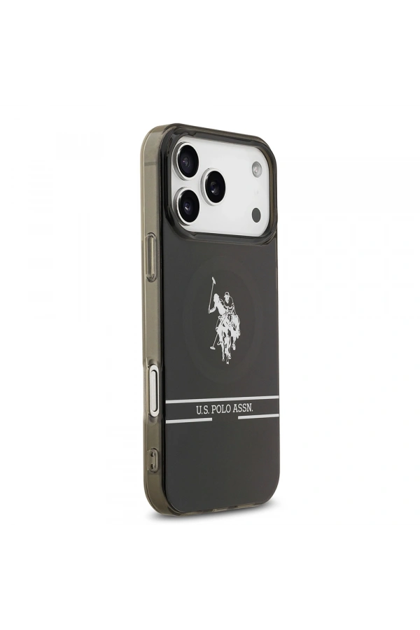 Apple iPhone 17 Pro Max Kılıf U.S. Polo Assn. Orjinal Lisanslı M-safe Şarj Özellikli IML Double Horse Stripe Logolu Kapak