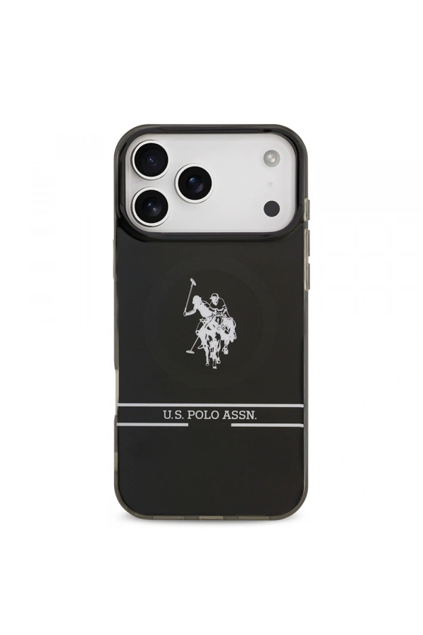 Apple iPhone 17 Pro Max Kılıf U.S. Polo Assn. Orjinal Lisanslı M-safe Şarj Özellikli IML Double Horse Stripe Logolu Kapak