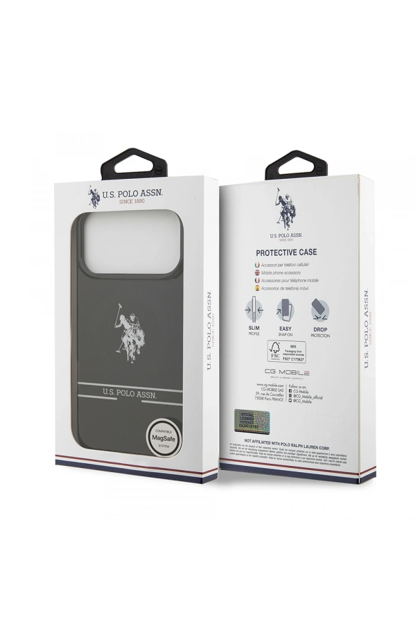 Apple iPhone 17 Pro Max Kılıf U.S. Polo Assn. Orjinal Lisanslı M-safe Şarj Özellikli IML Double Horse Stripe Logolu Kapak