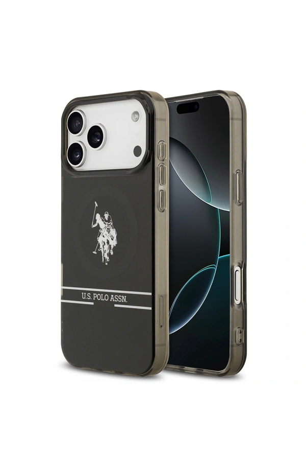 Apple iPhone 17 Pro Max Kılıf U.S. Polo Assn. Orjinal Lisanslı M-safe Şarj Özellikli IML Double Horse Stripe Logolu Kapak