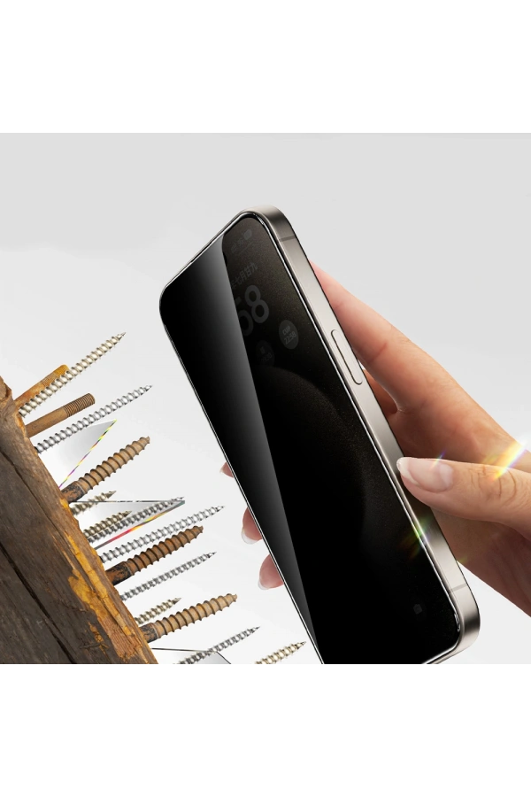 Apple iPhone 17 Pro Max Zore 2.5D Oliv Privacy Temperli Cam Ekran Koruyucu + Kolay Uygulama Aparatı