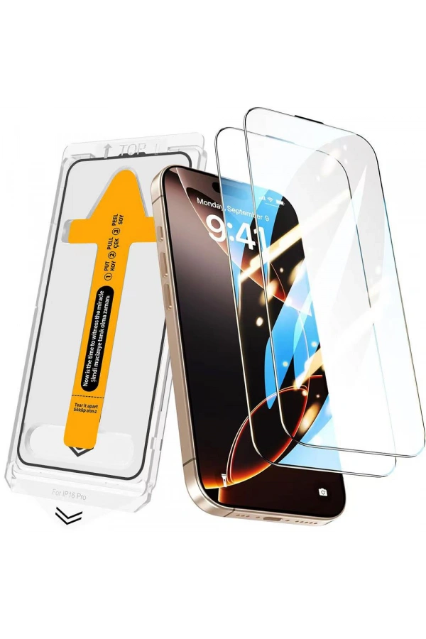Apple iPhone 17 Pro Max Zore 3D Oliv HD Temperli Cam Ekran Koruyucu + Kolay Uygulama Aparatı