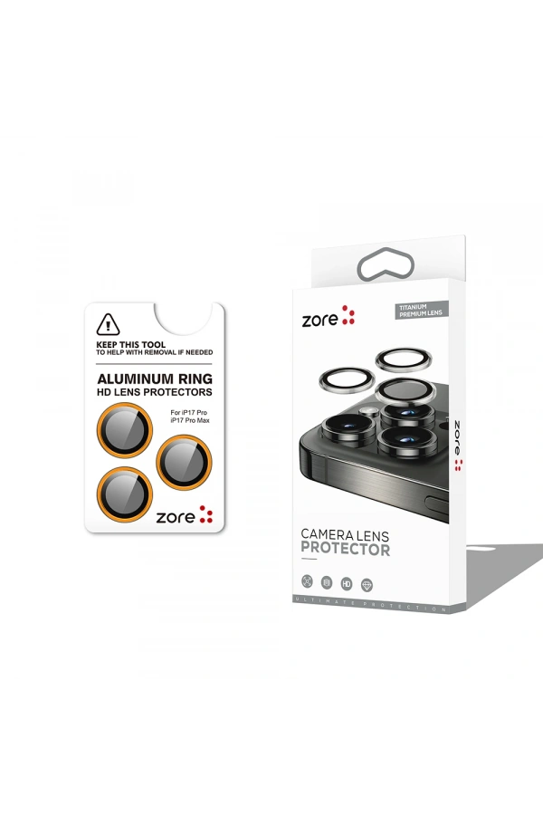 Apple iPhone 17 Pro Max Zore CL-12 Premium Safir Parmak İzi Bırakmayan Anti-Reflective Kamera Lens Koruyucu