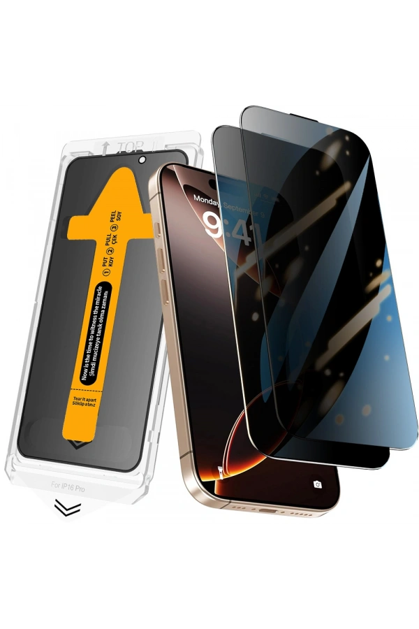 Apple iPhone 17 Zore 2.5D Oliv Privacy Temperli Cam Ekran Koruyucu + Kolay Uygulama Aparatı
