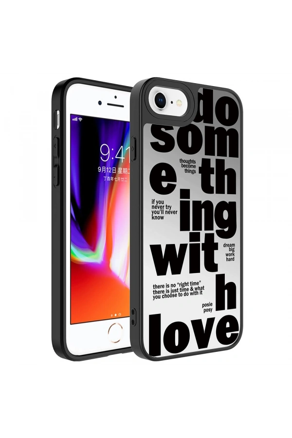 Apple iPhone 7 Kılıf Aynalı Desenli Kamera Korumalı Parlak Zore Mirror Kapak