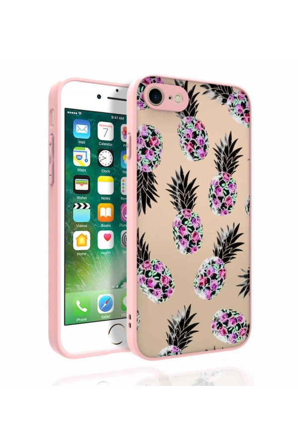 Apple iPhone 7 Kılıf Desenli Kamera Korumalı Parlak Zore Nora Kapak
