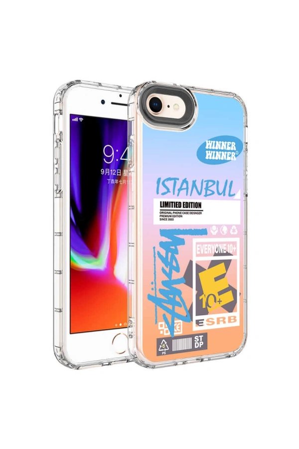 Apple iPhone 7 Kılıf Kamera Korumalı Renkli Desenli Sert Silikon Zore Korn Kapak