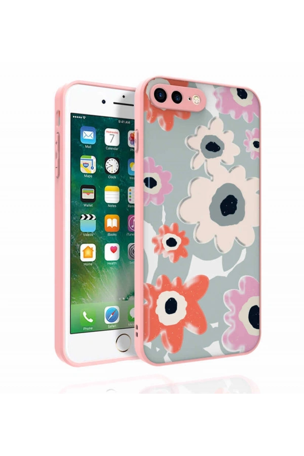 Apple iPhone 7 Plus Kılıf Desenli Kamera Korumalı Parlak Zore Nora Kapak