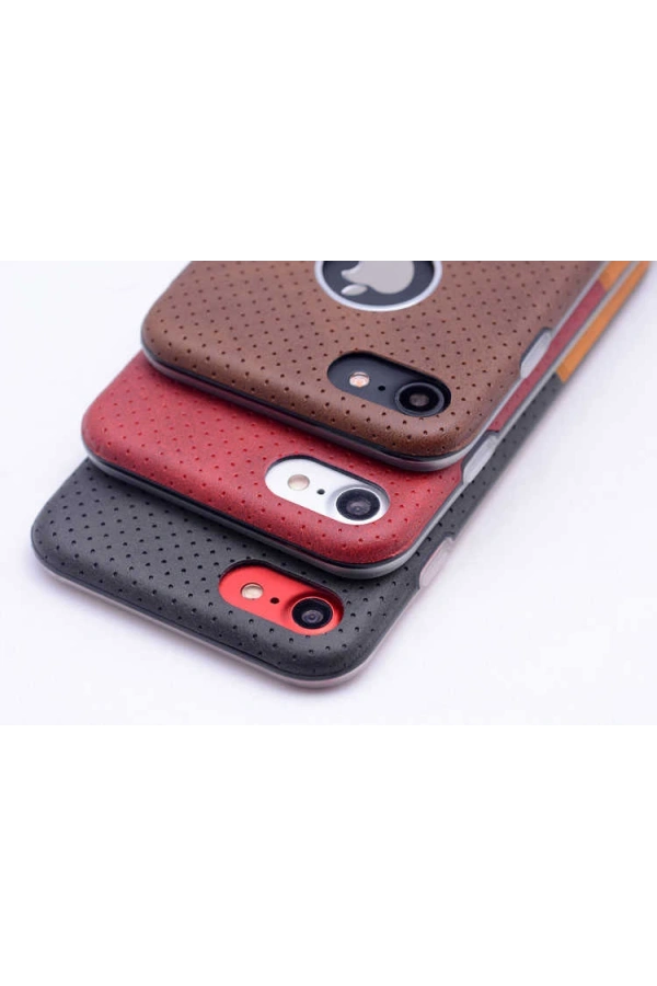 Apple iPhone 7 Plus Kılıf Zore Derili Deku Silikon