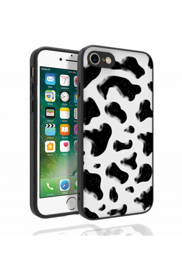 Apple iPhone 8 Kılıf Desenli Kamera Korumalı Parlak Zore Nora Kapak
