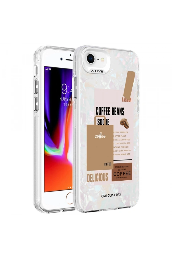 Apple iPhone 8 Kılıf Mermer Desenli Zore Marbello Kapak