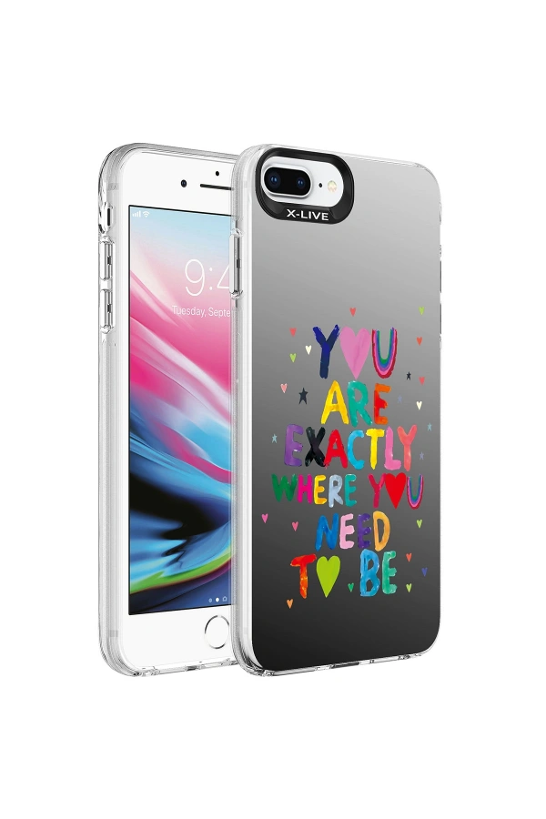 Apple iPhone 8 Plus Kılıf Desenli Zore Silver Sert Kapak