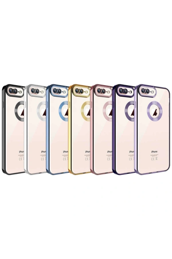 Apple iPhone 8 Plus Kılıf Kamera Korumalı Logo Gösteren Zore Omega Kapak