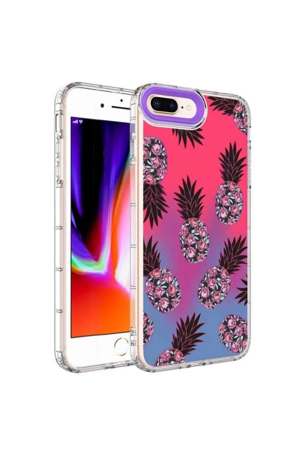 Apple iPhone 8 Plus Kılıf Kamera Korumalı Renkli Desenli Sert Silikon Zore Korn Kapak