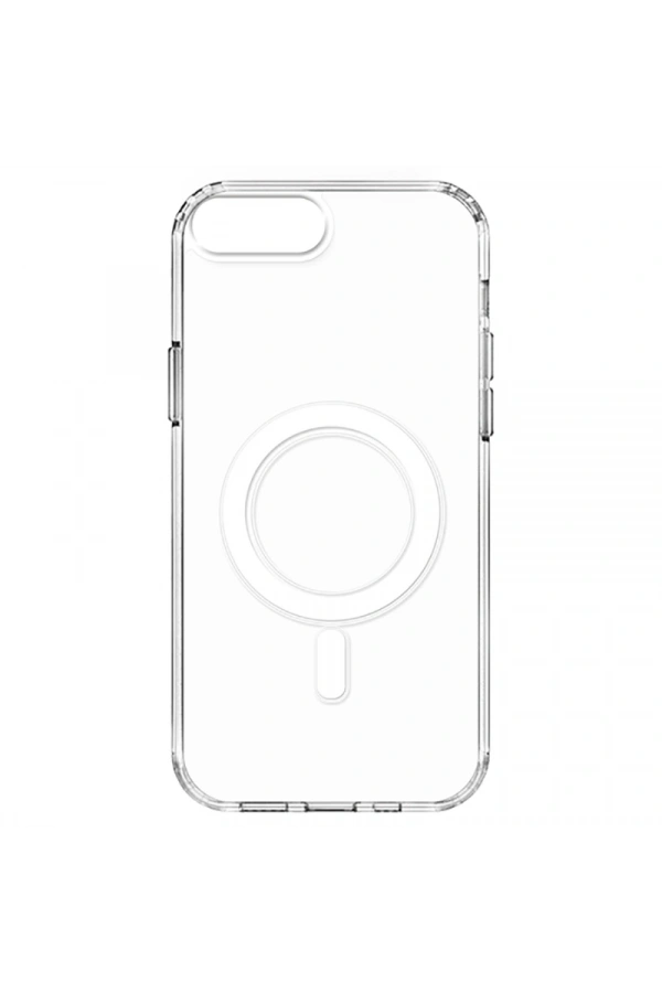 Apple iPhone 8 Plus Kılıf M-safe Şarj Özellikli Şeffaf Sert PC Zore Embos Kapak