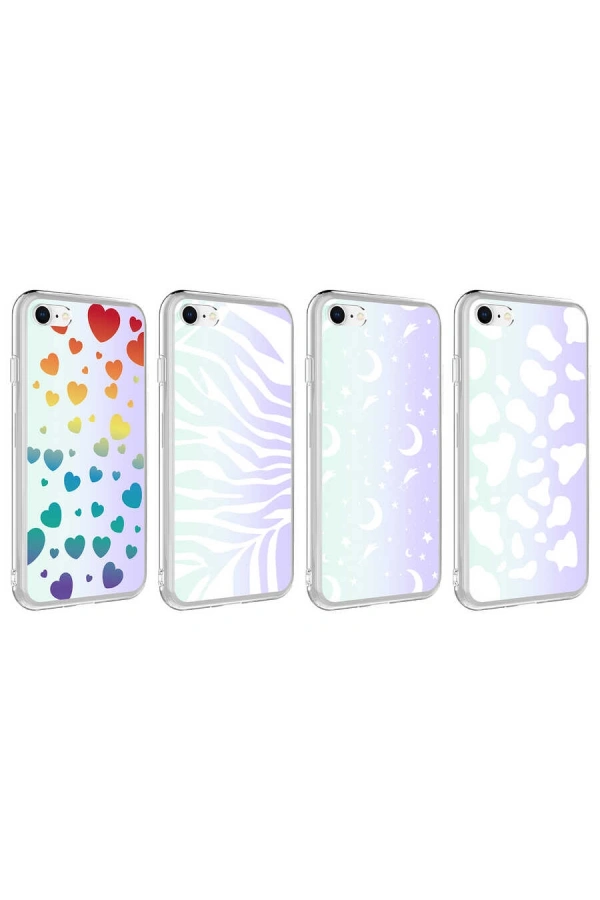 Apple iPhone SE 2020 Kılıf Zore M-Blue Desenli Kapak