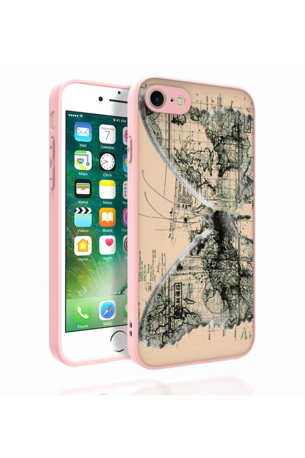Apple iPhone SE 2022 Kılıf Desenli Kamera Korumalı Parlak Zore Nora Kapak