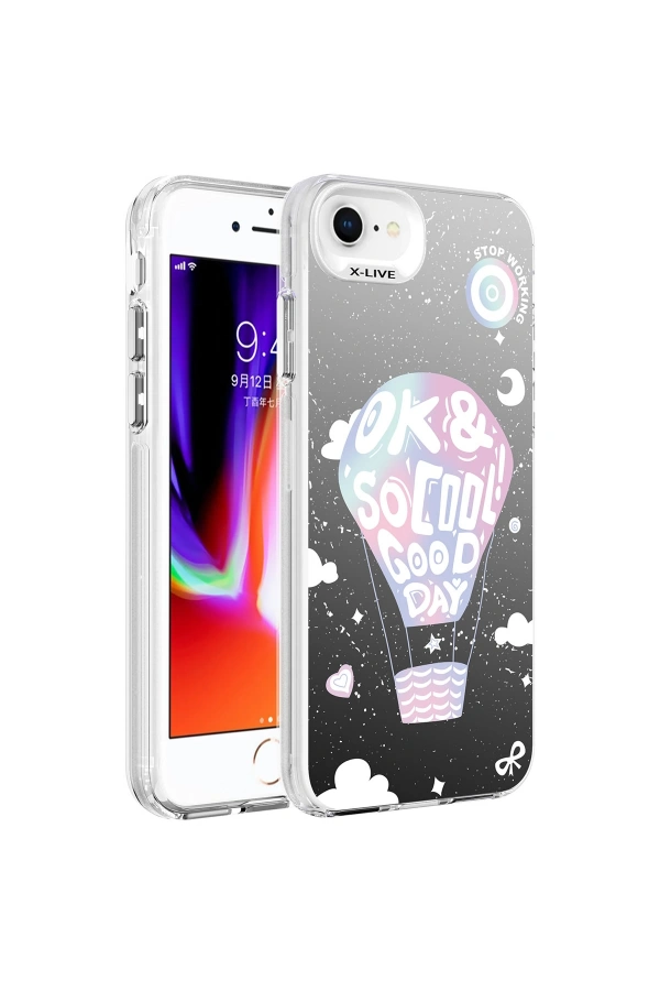 Apple iPhone SE 2022 Kılıf Desenli Zore Silver Sert Kapak