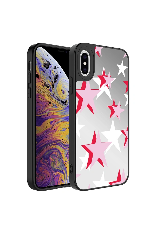 Apple iPhone X Kılıf Aynalı Desenli Kamera Korumalı Parlak Zore Mirror Kapak