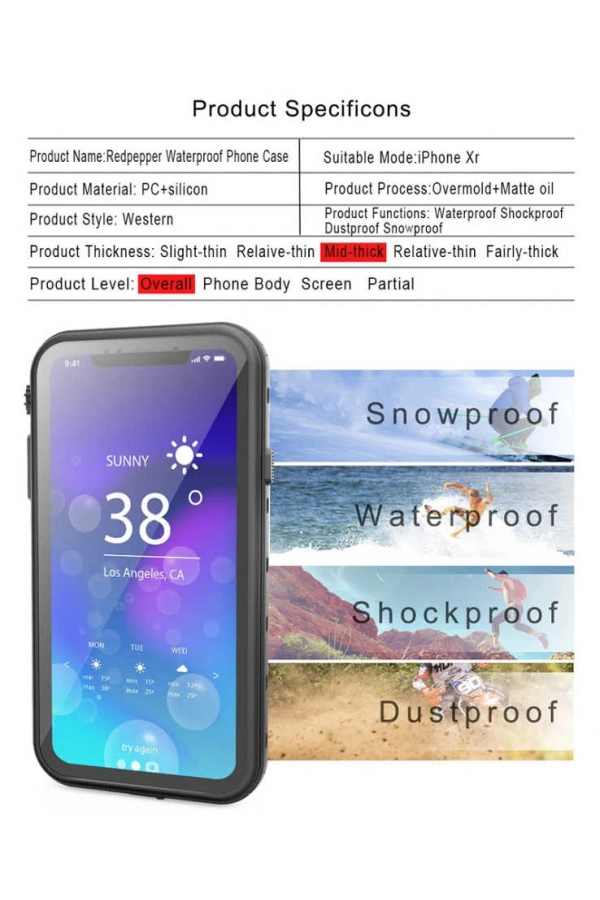 Apple iPhone XR 6.1 Kılıf Zore 1-1 Su Geçirmez Kılıf