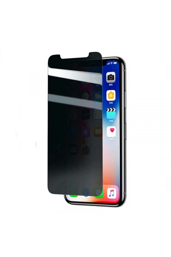 Apple iPhone XR 6.1 ​​​​​​​​​​​​Zore Rika Premium Privacy Temperli Cam Ekran Koruyucu