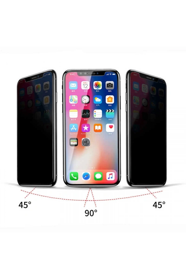 Apple iPhone XS Max 6.5 ​​​​​​​​​​​​Zore Rika Premium Privacy Temperli Cam Ekran Koruyucu